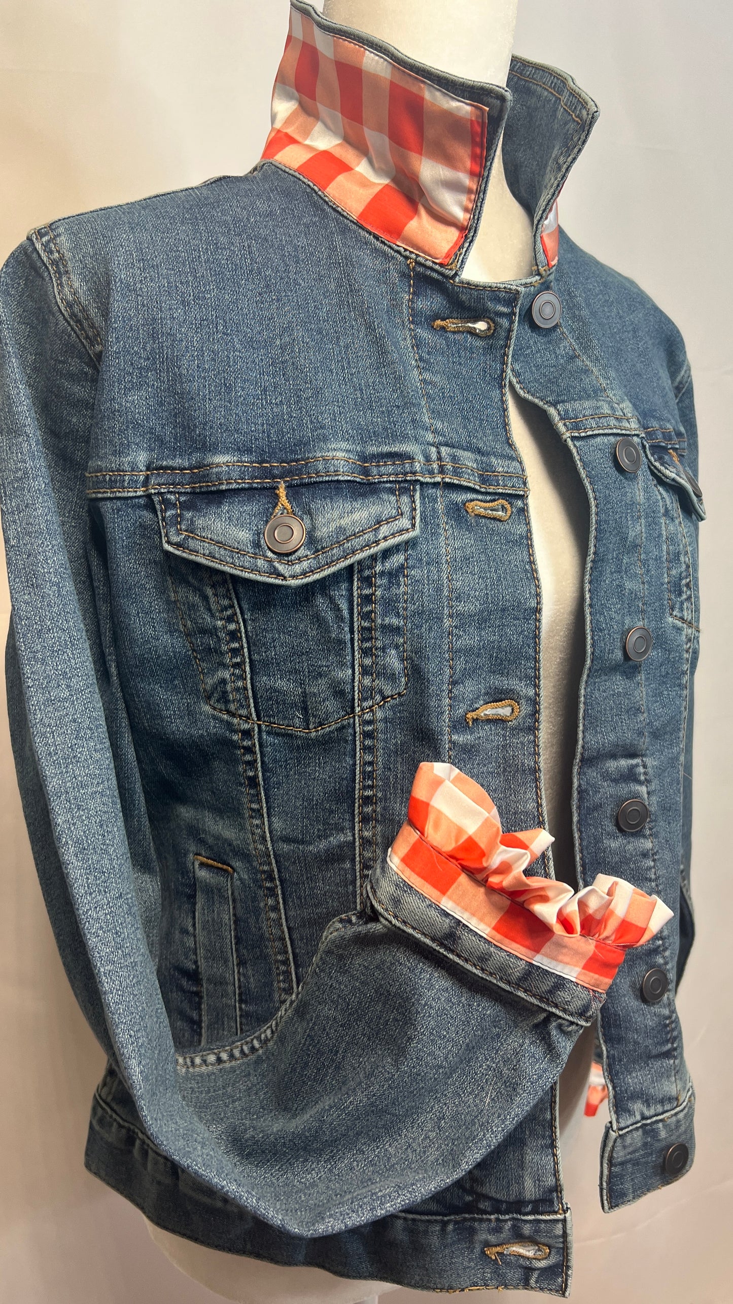 Orange Blue Denim Jacket