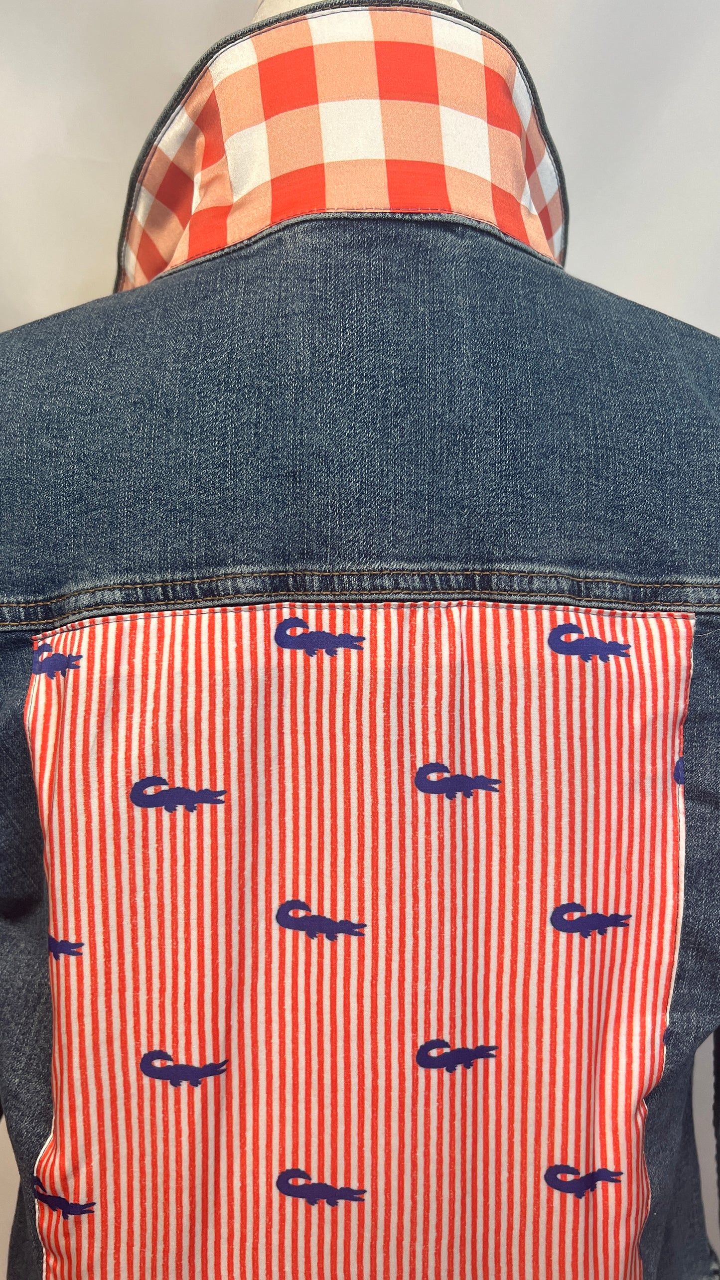 Orange Blue Denim Jacket