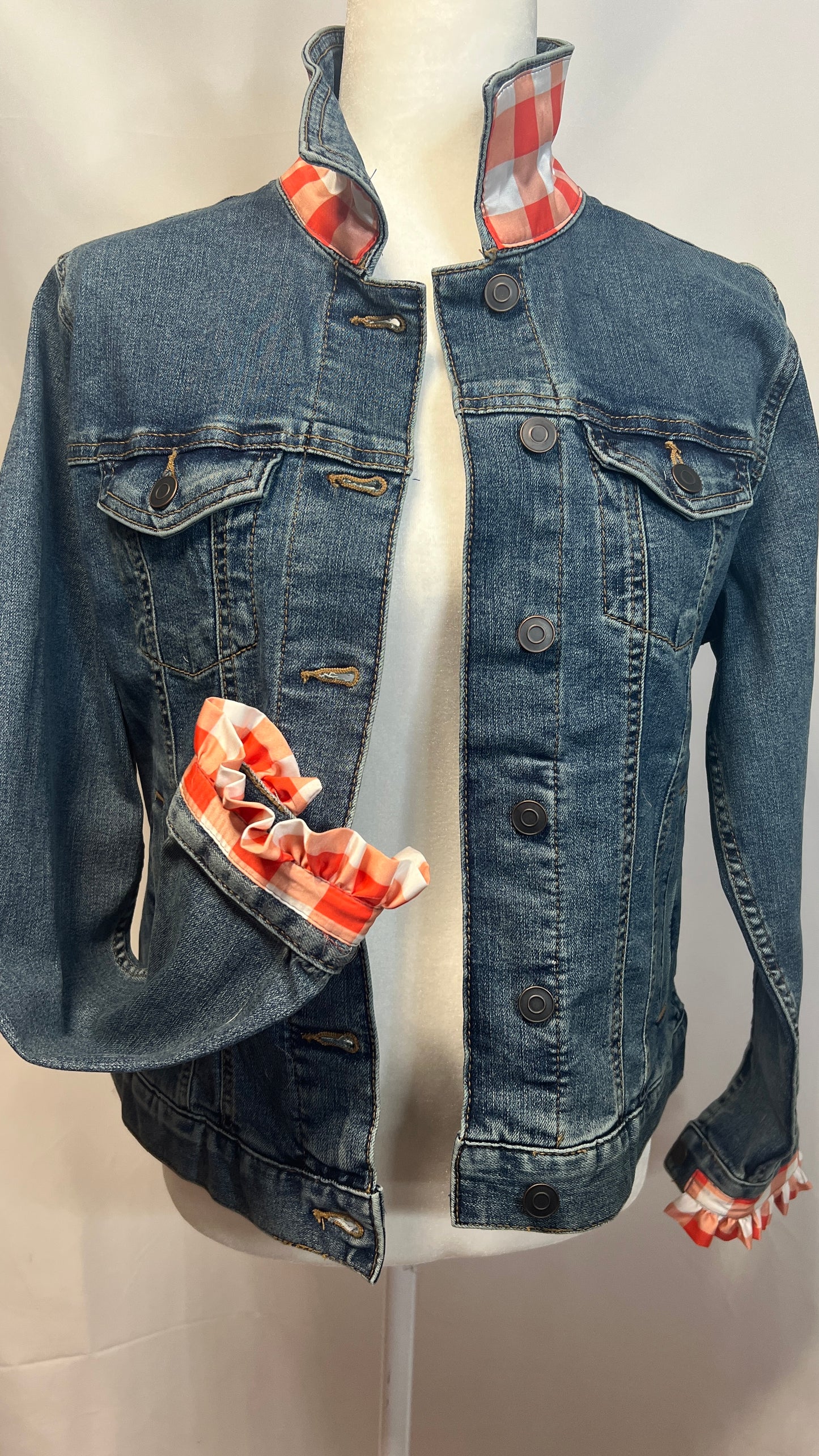 Orange Blue Denim Jacket