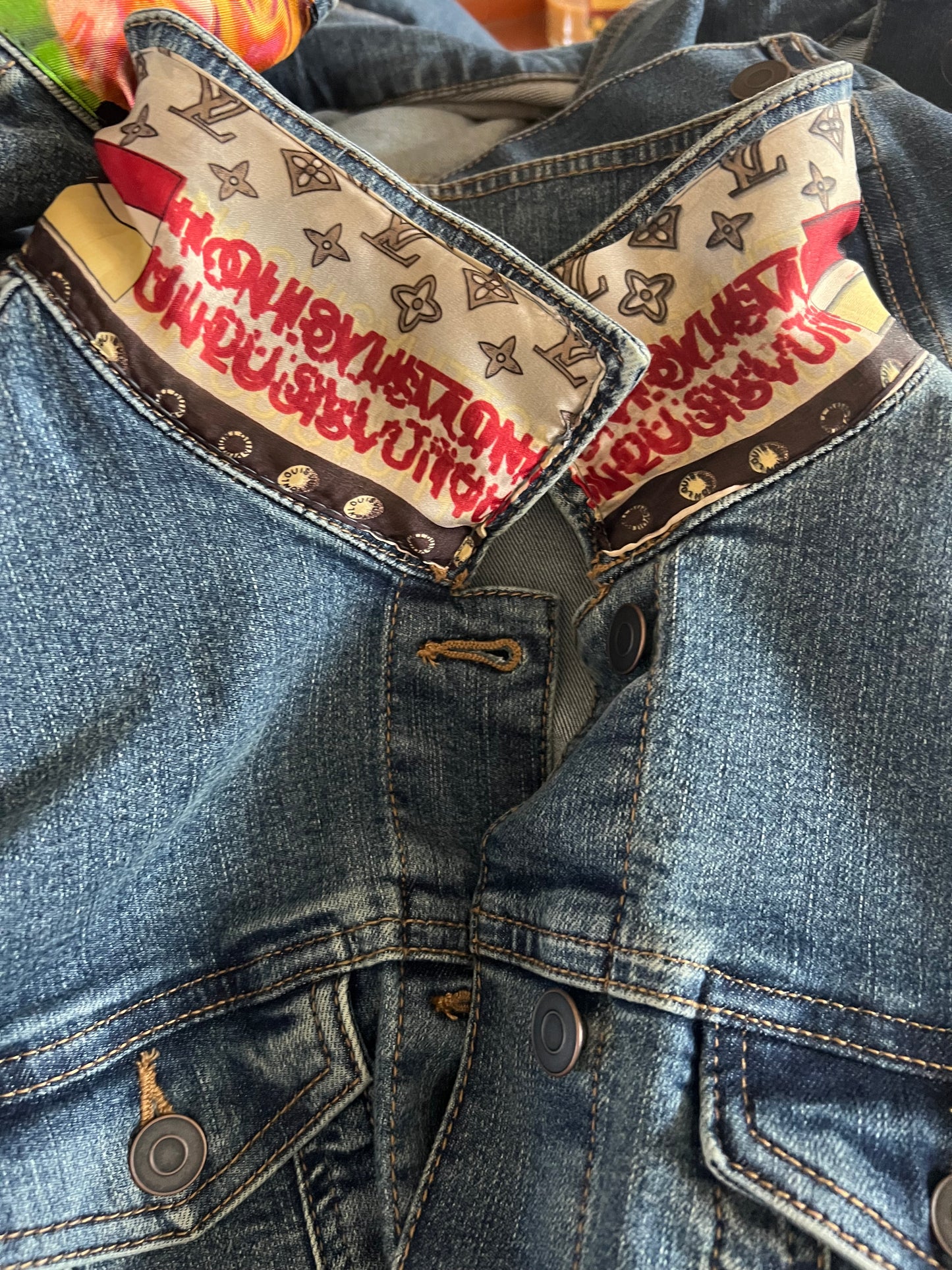 One Of a Kind Designer Denim Jacket Size Small