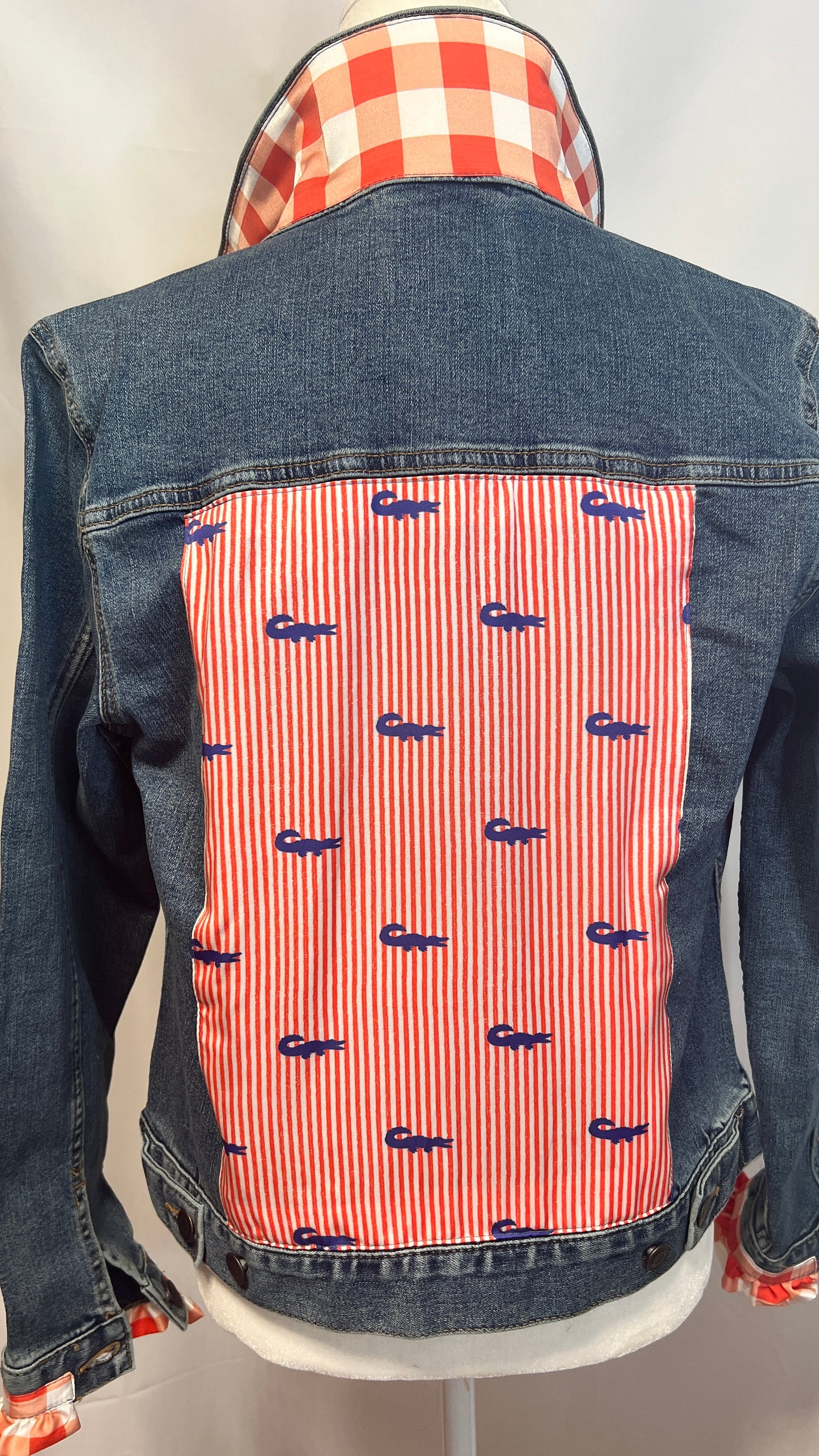 Orange Blue Denim Jacket
