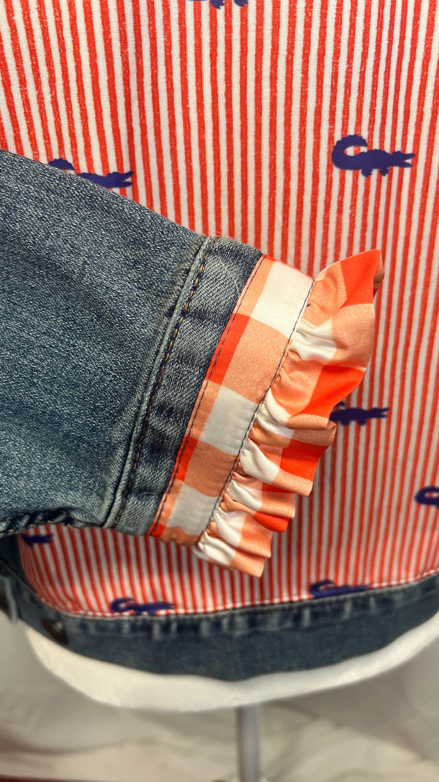 Orange Blue Denim Jacket