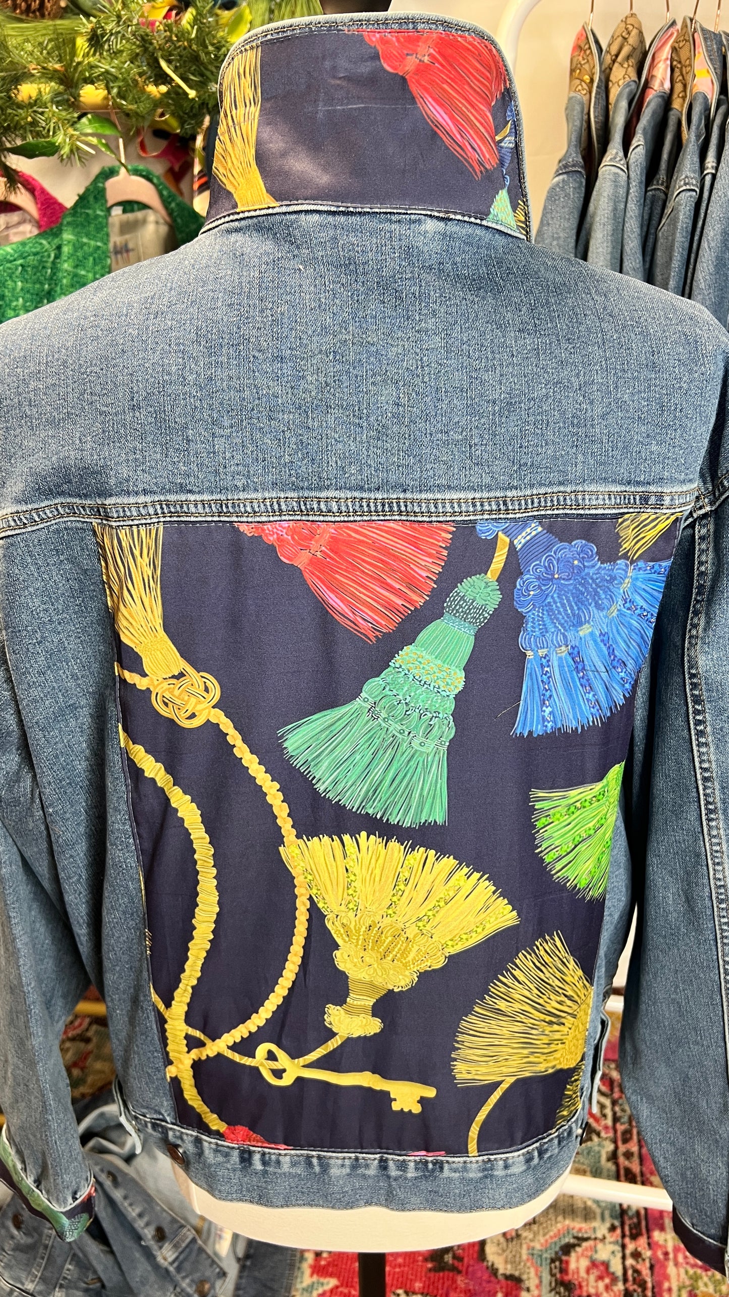 SALE Blue Navy Colorful Tassels XL and Med