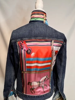 "Across The Board" Denim Jacket Pink Orange