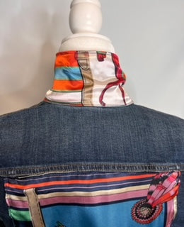 "Across The Board" Denim Jacket Pink Orange