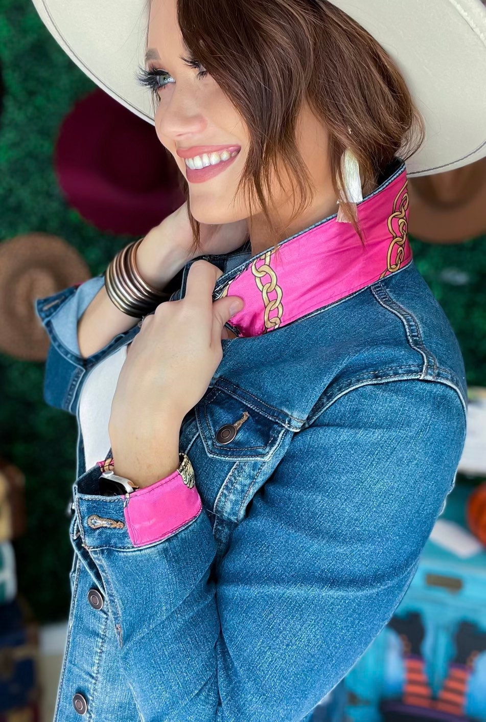 Hot Pink and Leopard Denim Jacket