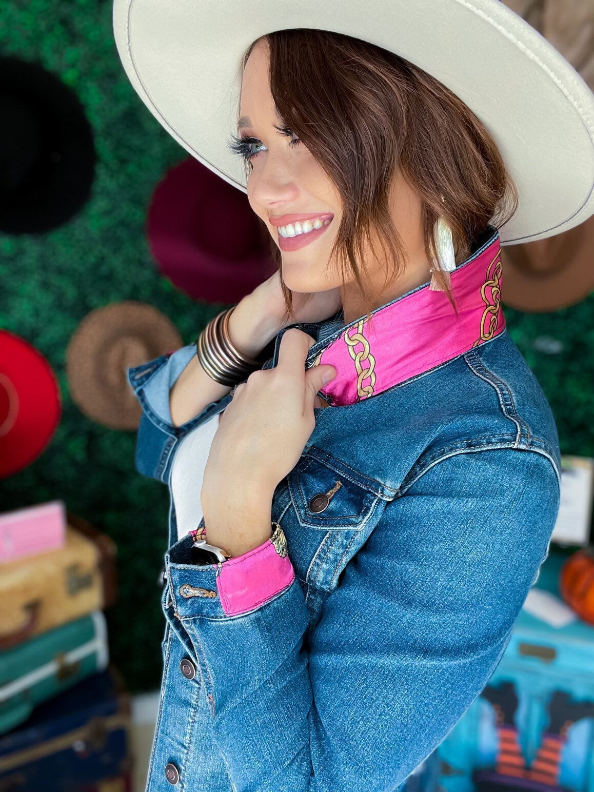 Hot Pink and Leopard Denim Jacket