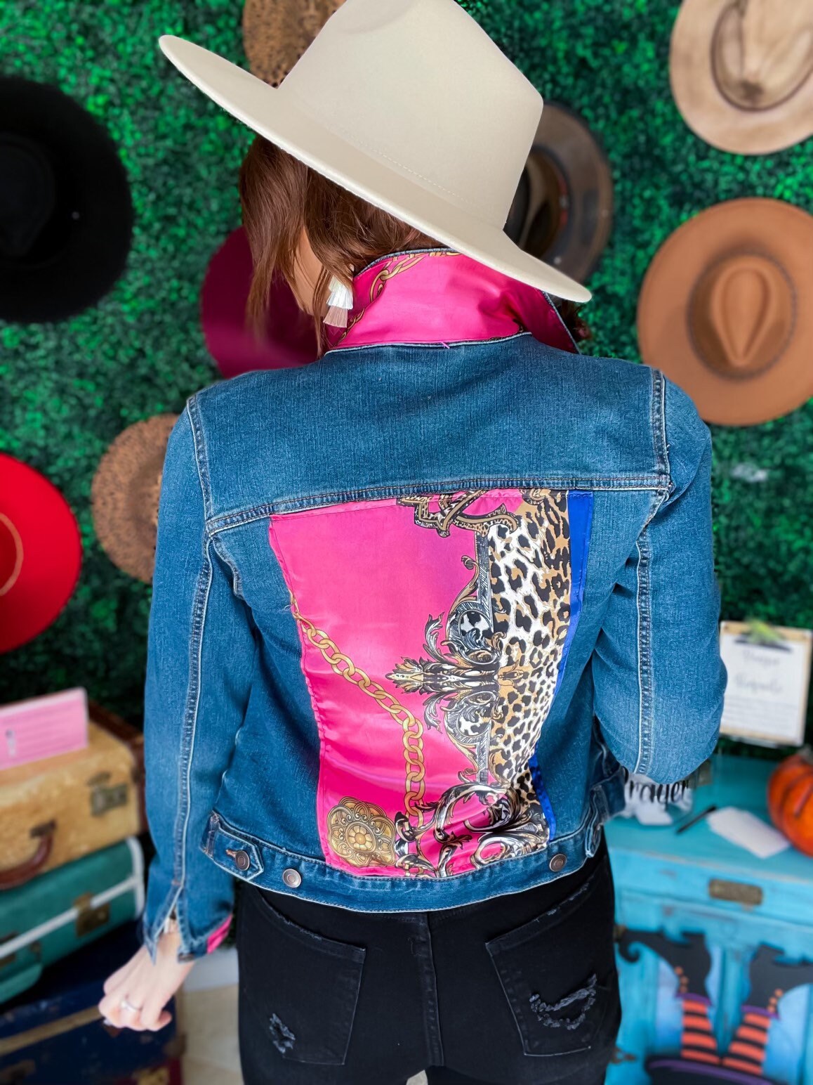 Hot Pink and Leopard Denim Jacket