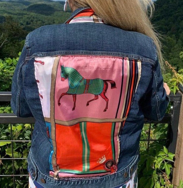"Across The Board" Denim Jacket Pink Orange