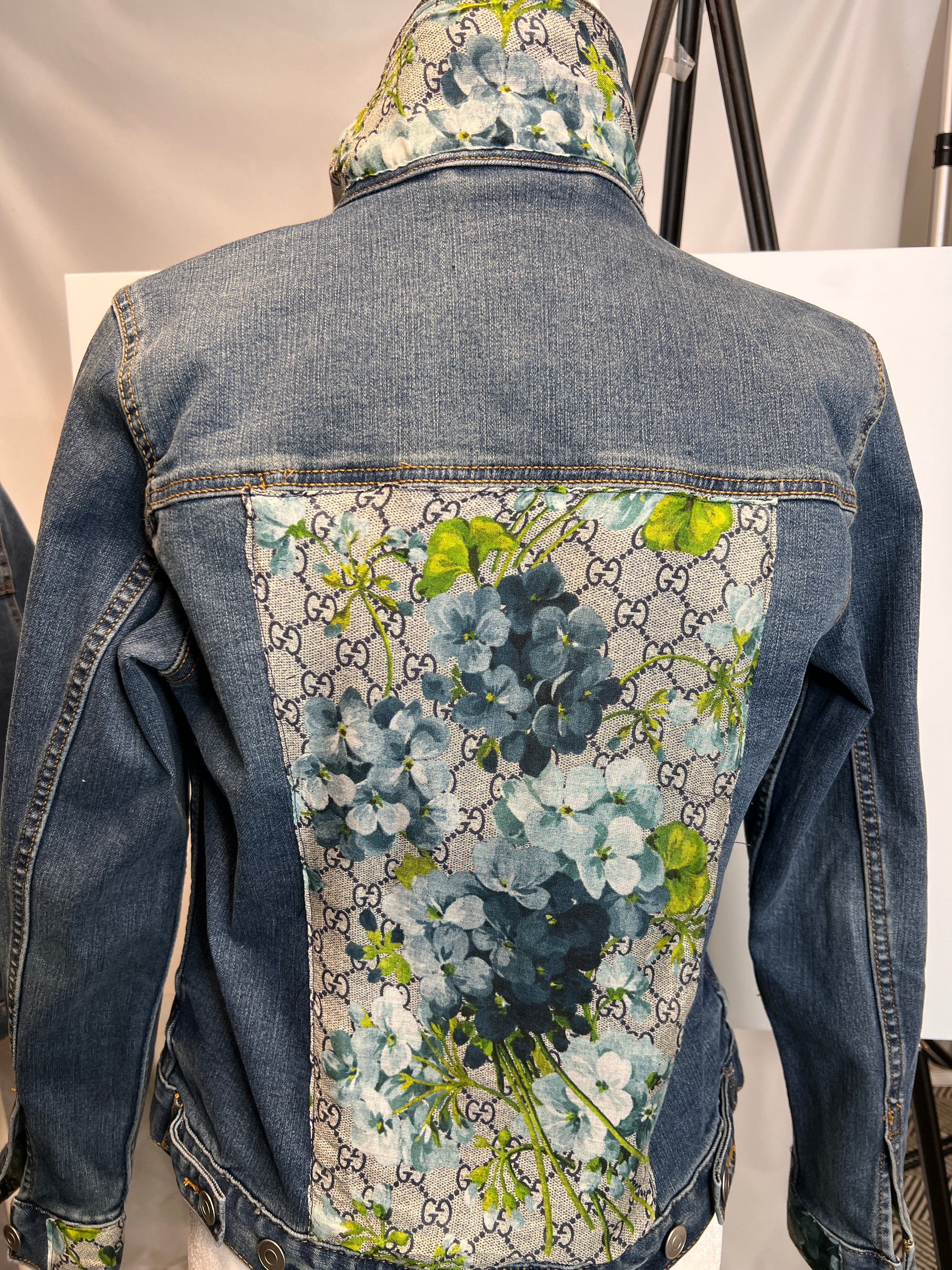 Designer Scarves on Denim Jacket
