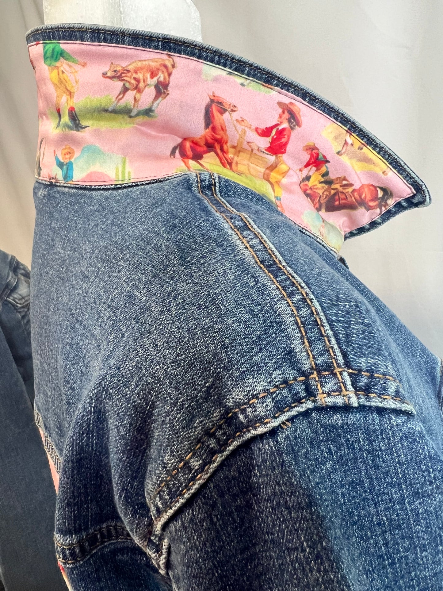 Retro Cowgirl on Denim Jacket