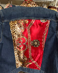 Red, Gold and Leopard Print Denim Jacket