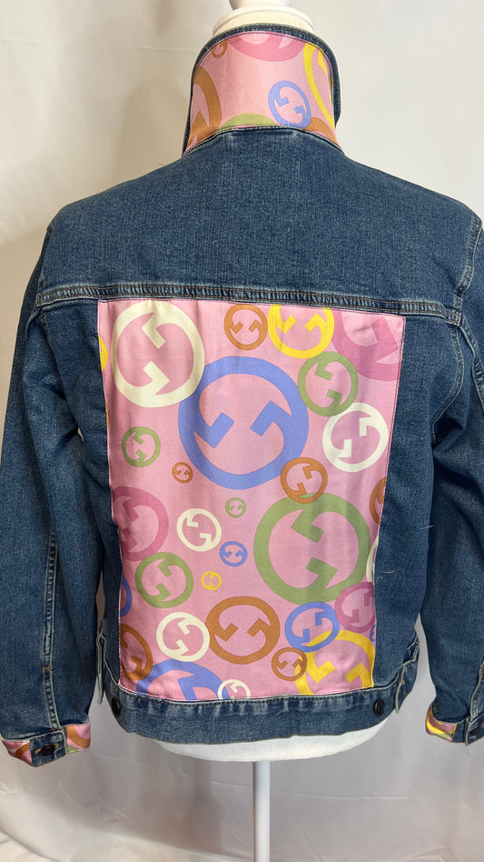 GG Colorful Monogram  on blue denim jacket size Medium