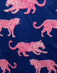 Hot Pink Leopards on Blue background