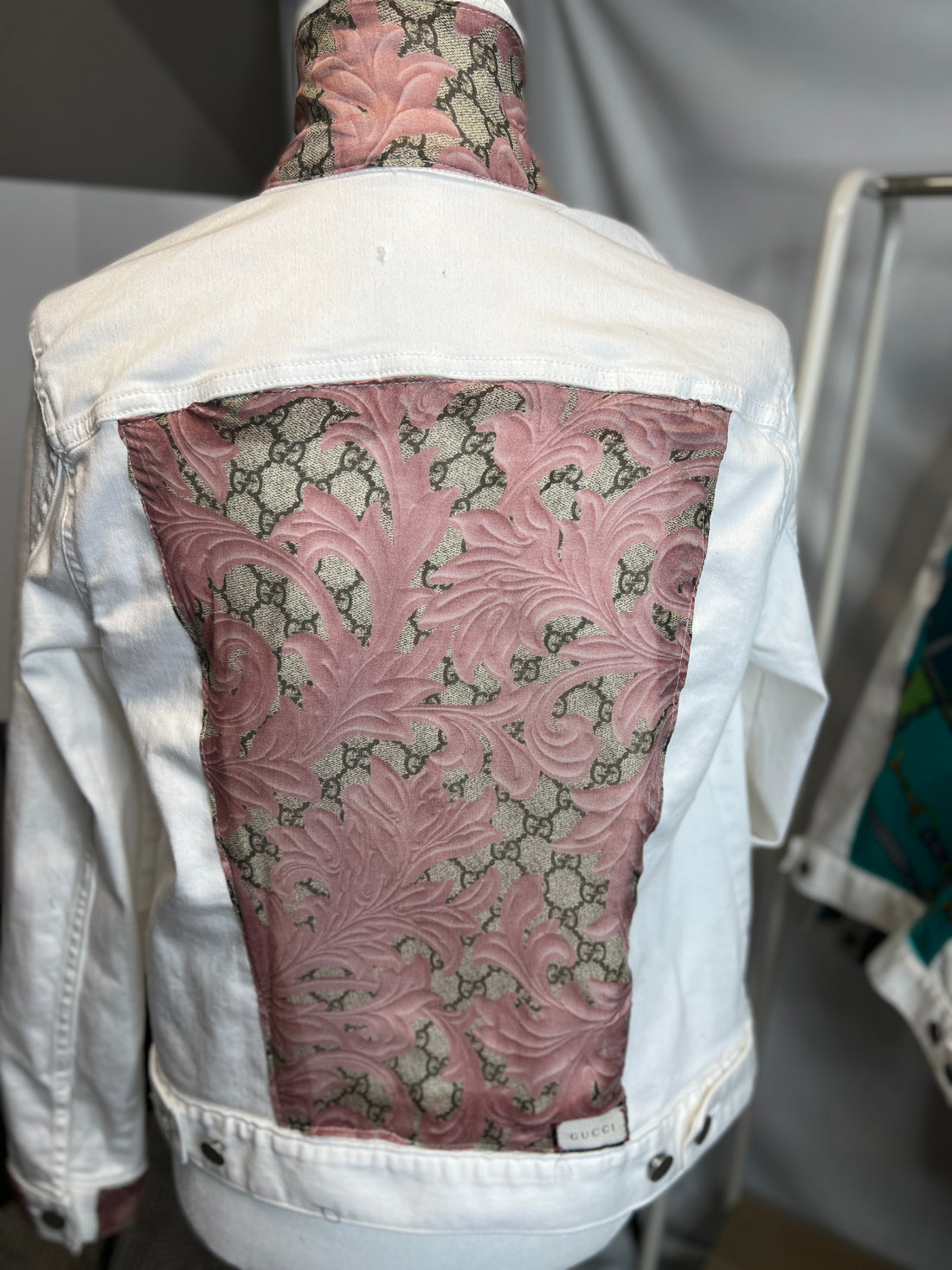 Jilli Inc Designer Denim Scarf Jackets Gucci Vintage Floral / Small
