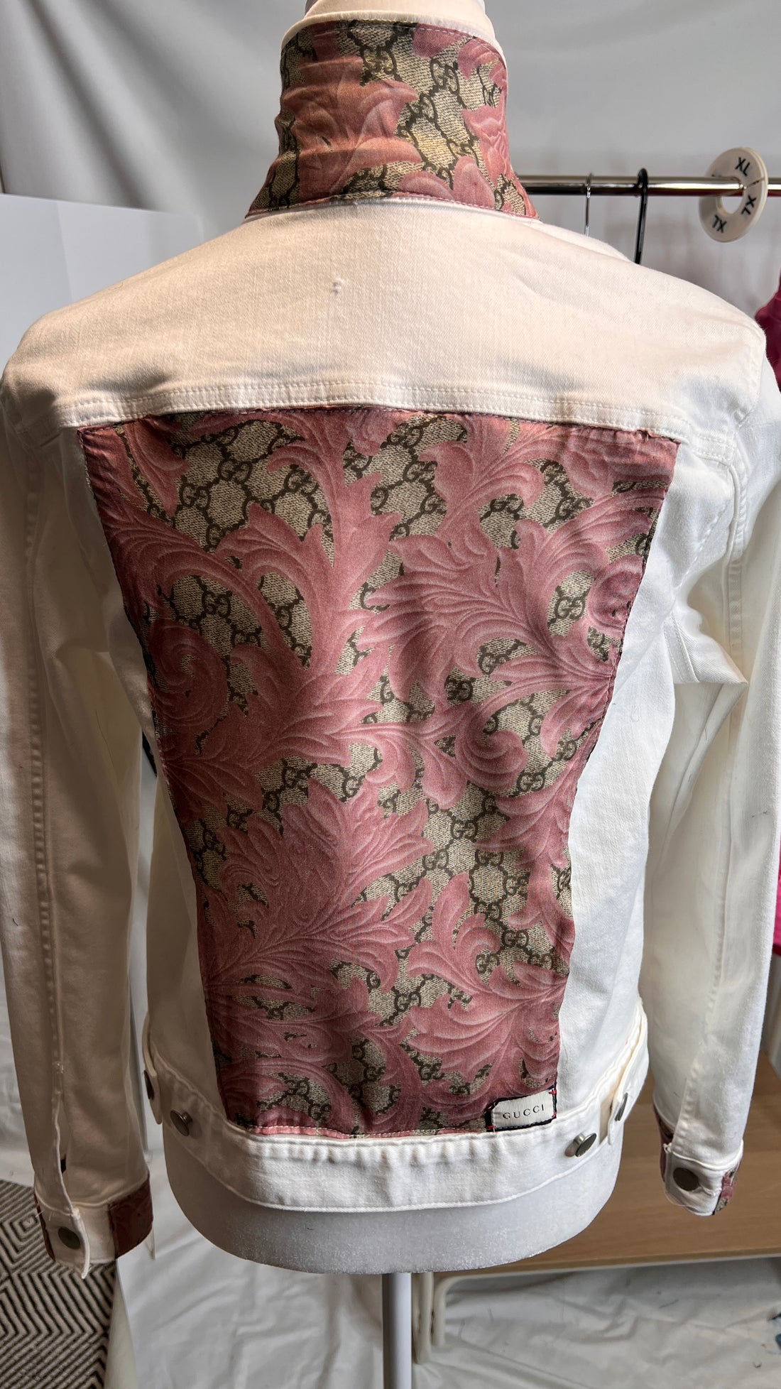 Floral Monogram White Jean Jacket