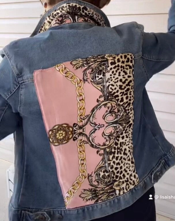 Pink Leopard Love Denim Jacket