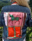 "Across The Board" Pink Equestrian Scarf and Denim Jacket