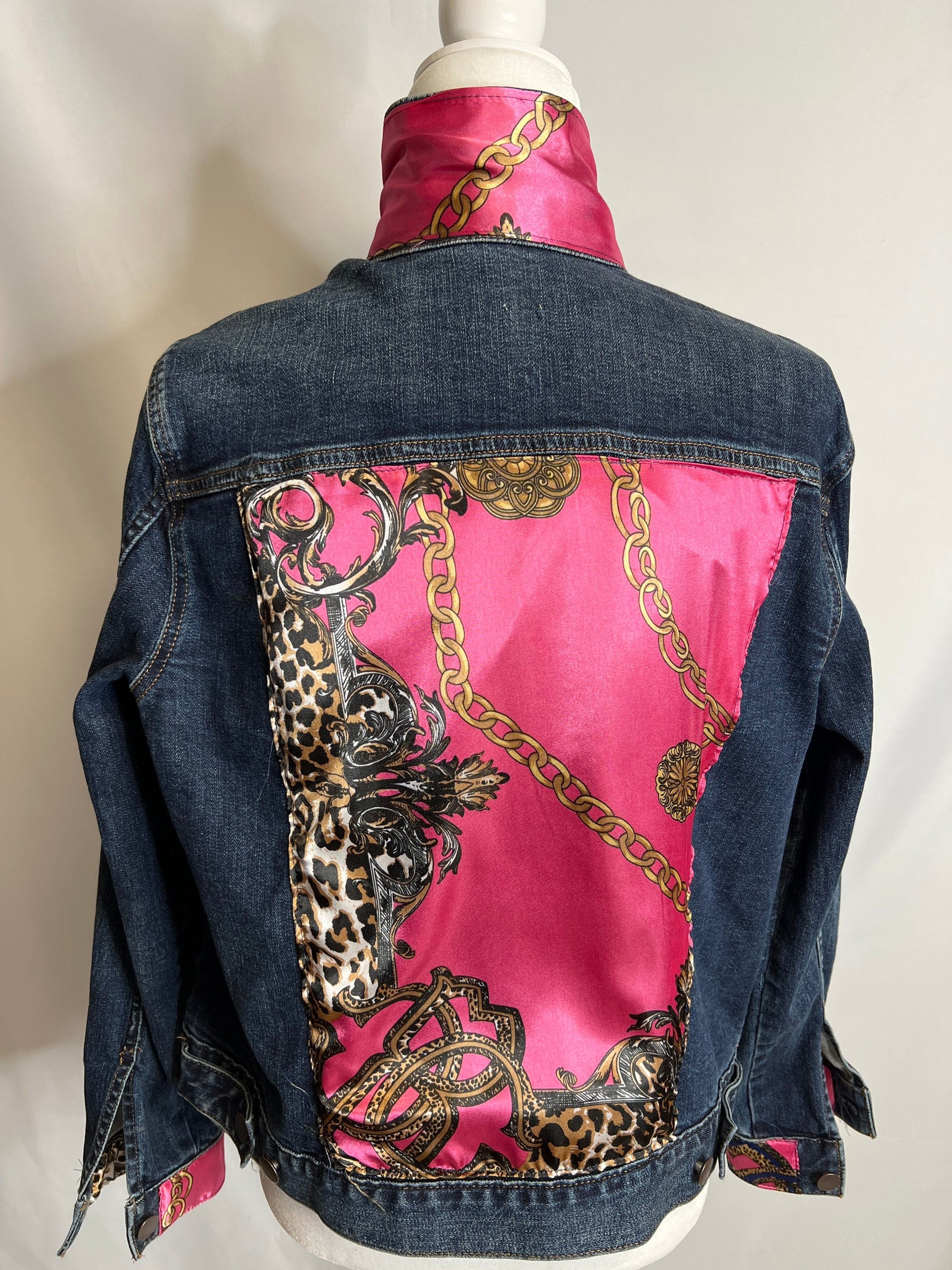 Hot Pink and Leopard Denim Jacket
