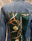 Green Bridles and Bits Scarf on Denim Jacket