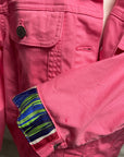 Hermes Colorful Tassels Scarf on PINK Denim Jacket